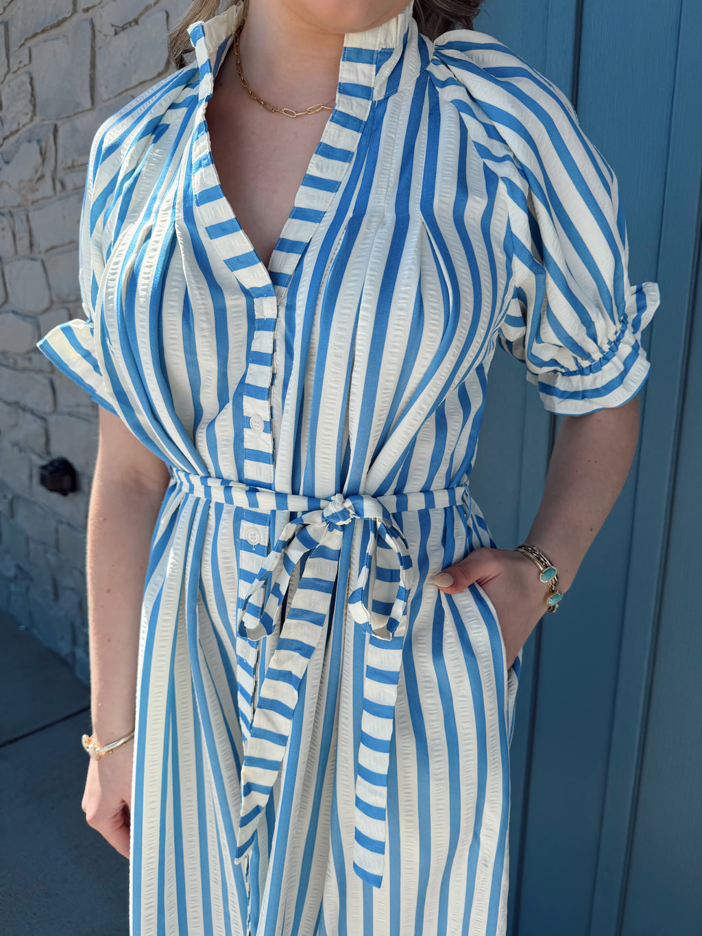 Britt Striped Midi Dress