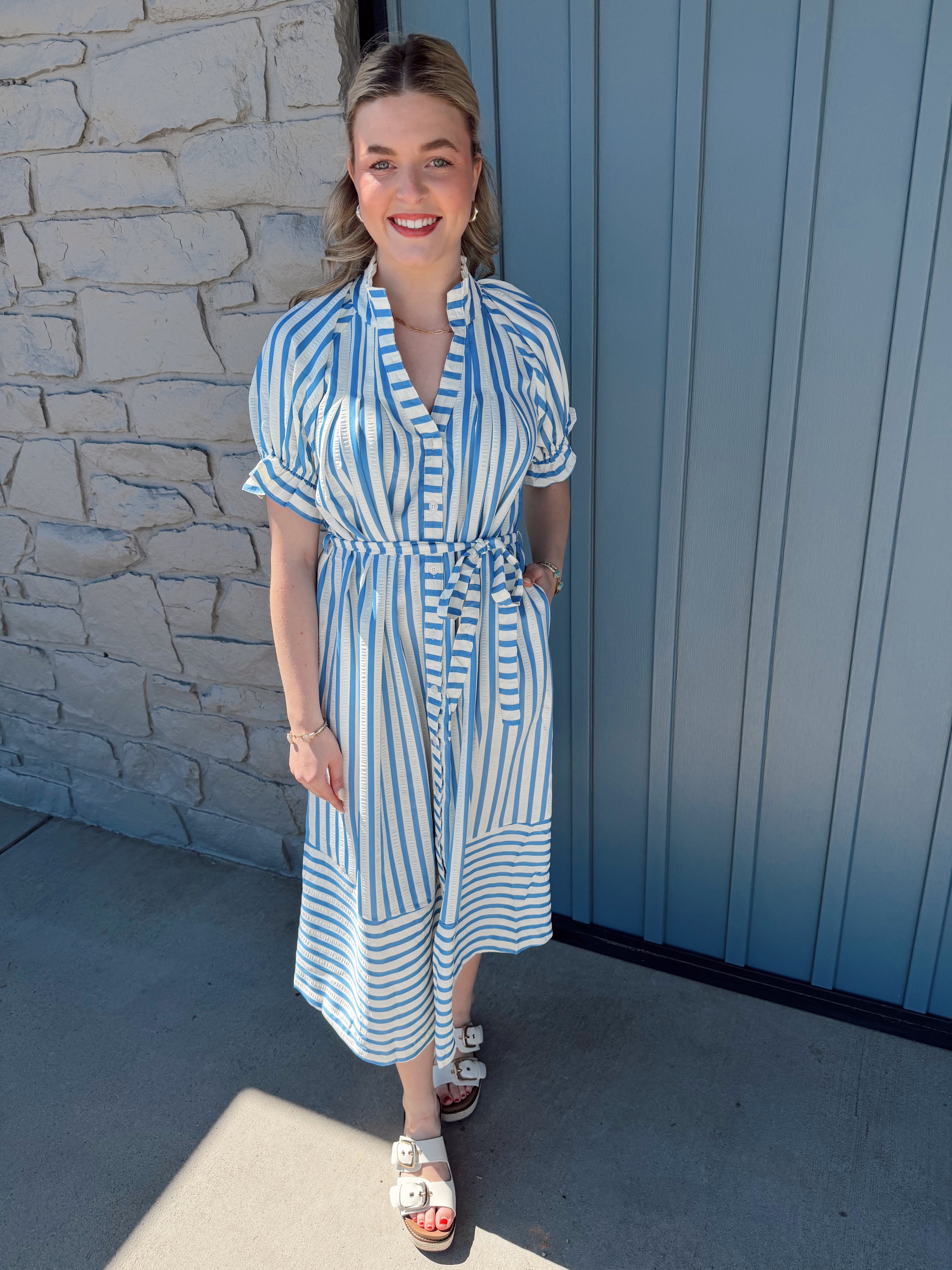 Britt Striped Midi Dress