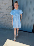Rue Detailed Neck Dress - LTBLUE