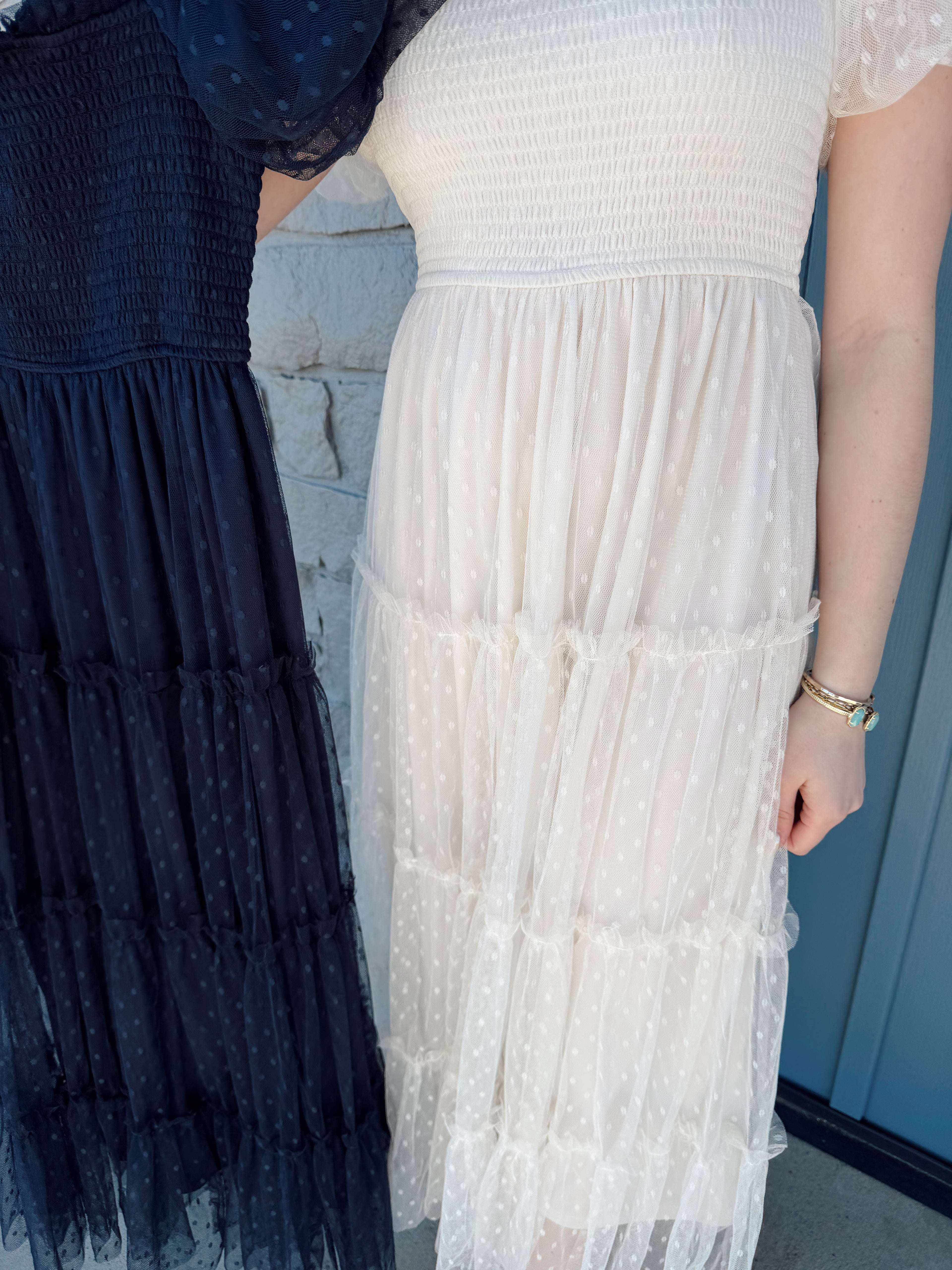 Whimsy Dots Midi Dress - IVORY