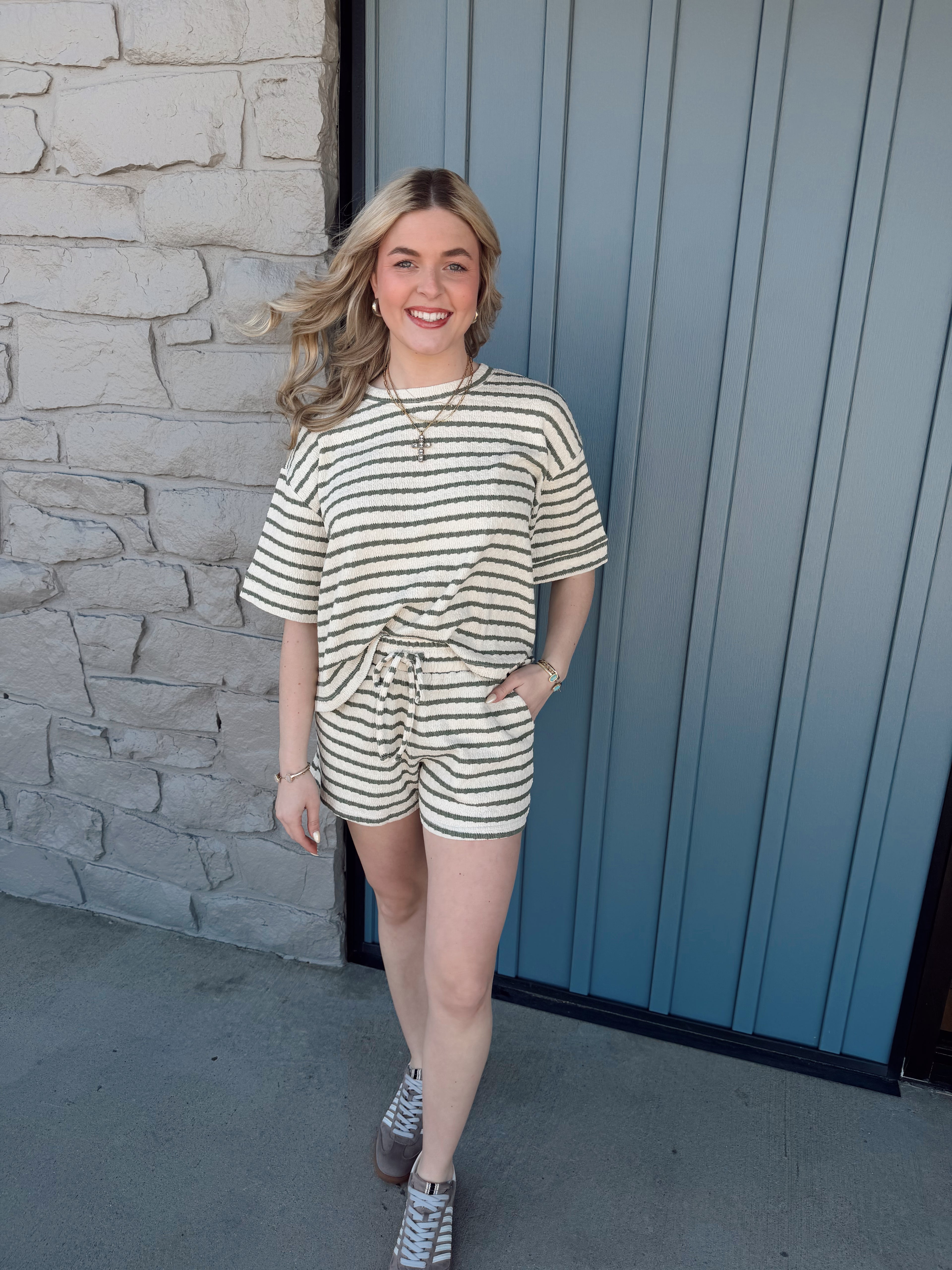 Olive Striped Set