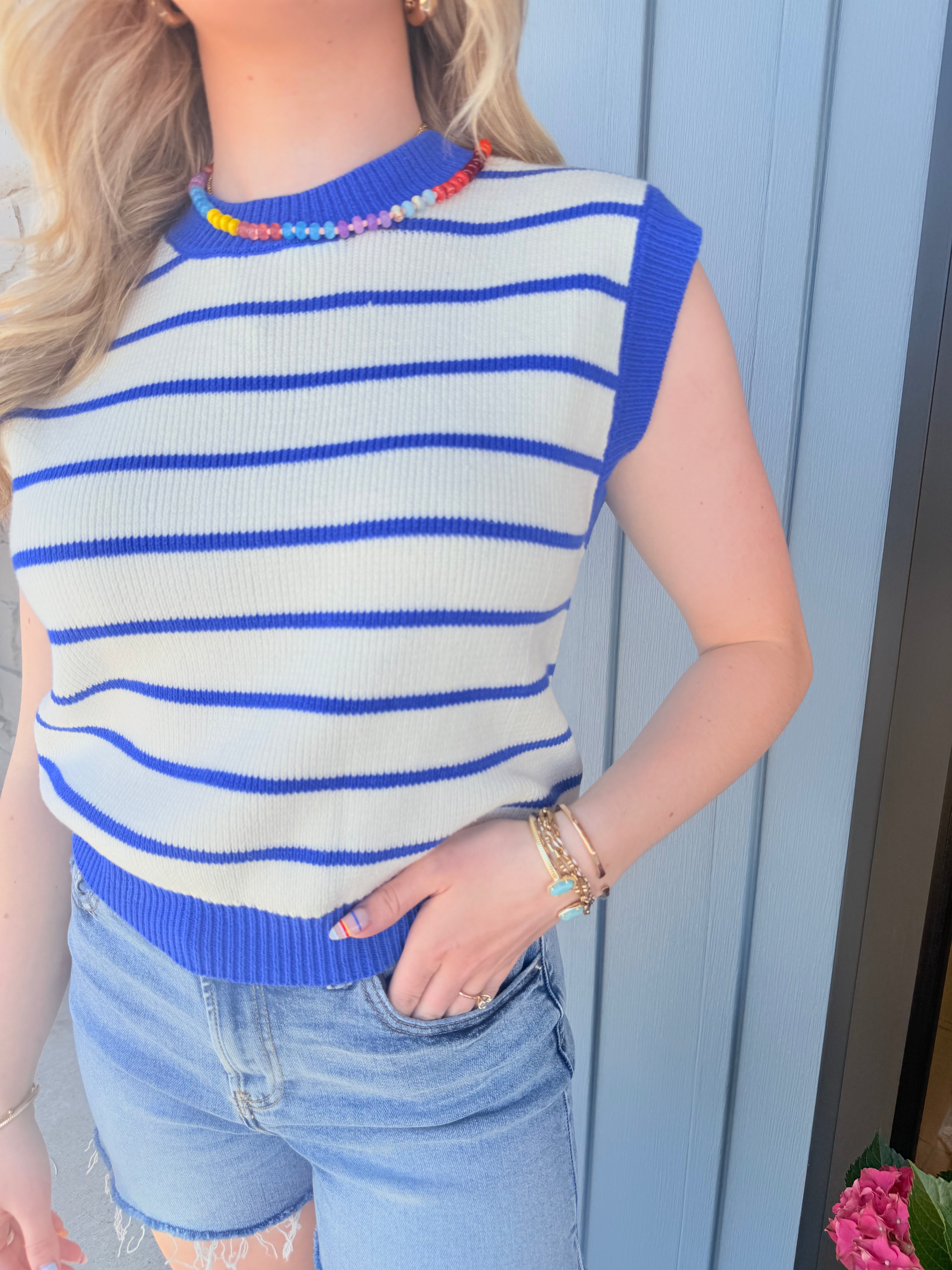 Royal Striped Sweater Tank