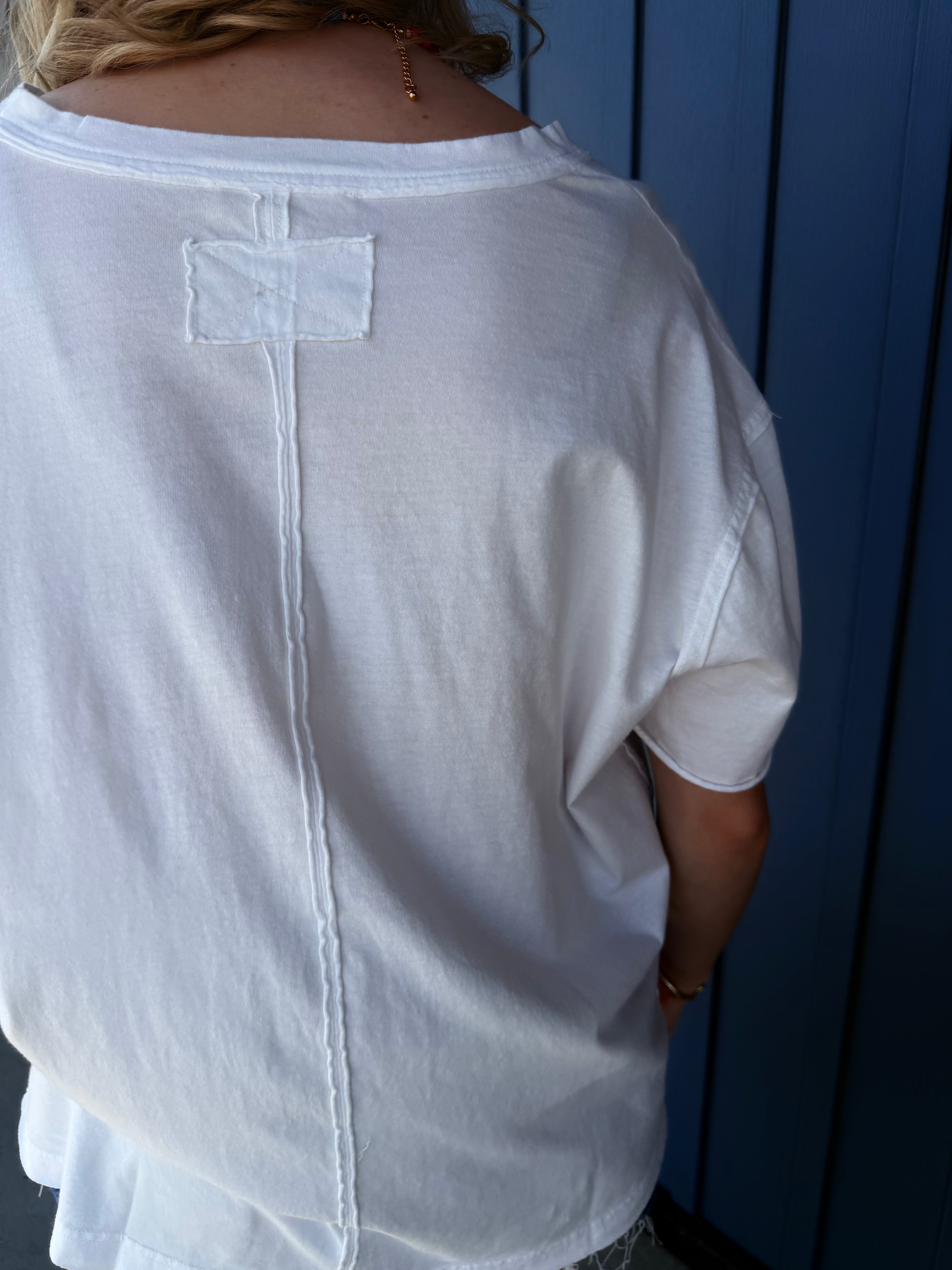 Bristol Washed Vneck Top - White