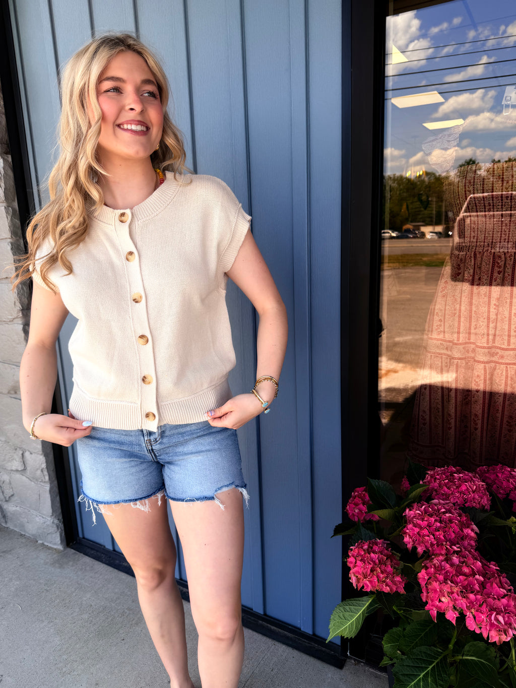 Harper Cream Green Sweater Top