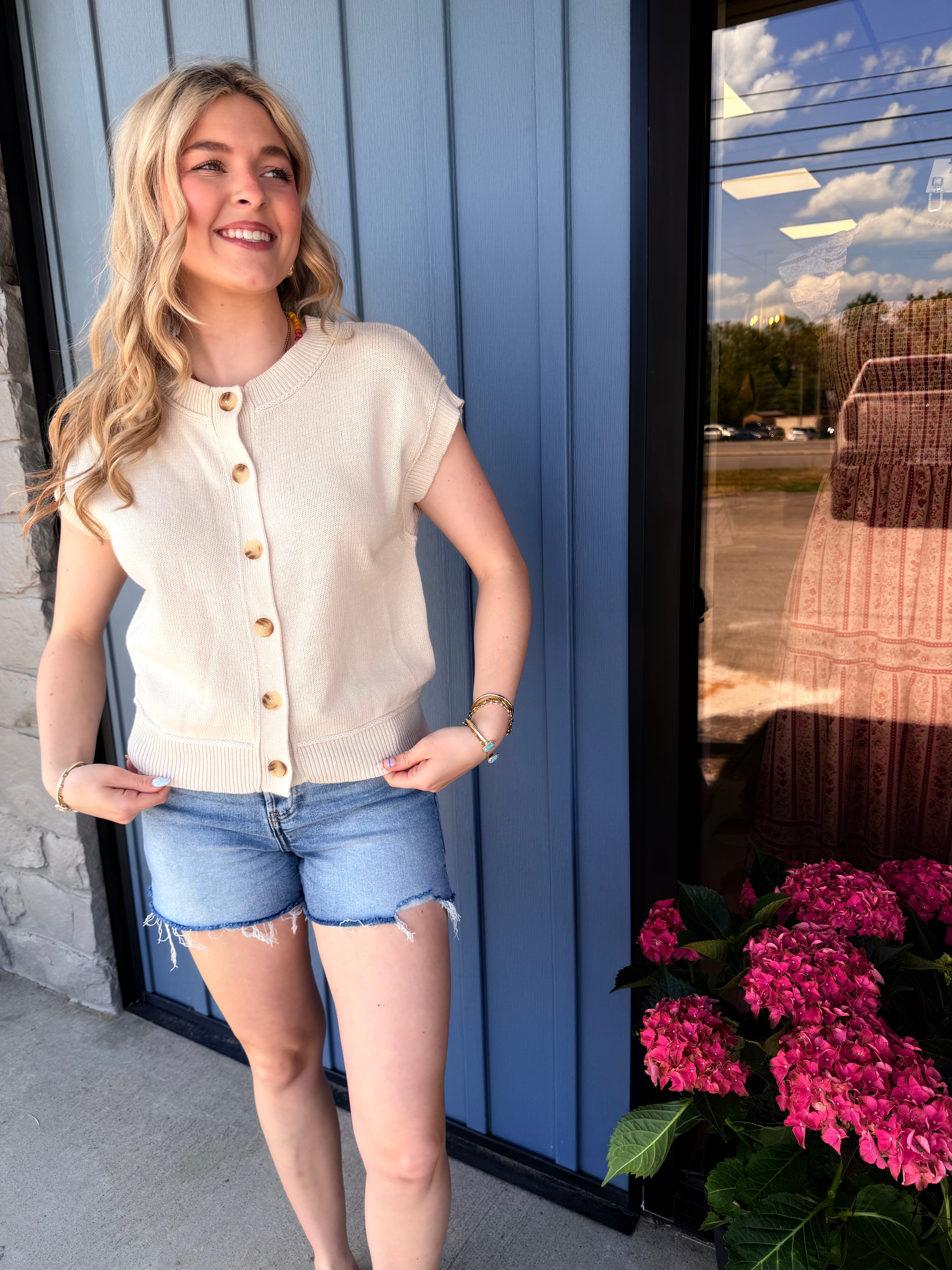 Harper Cream Green Sweater Top