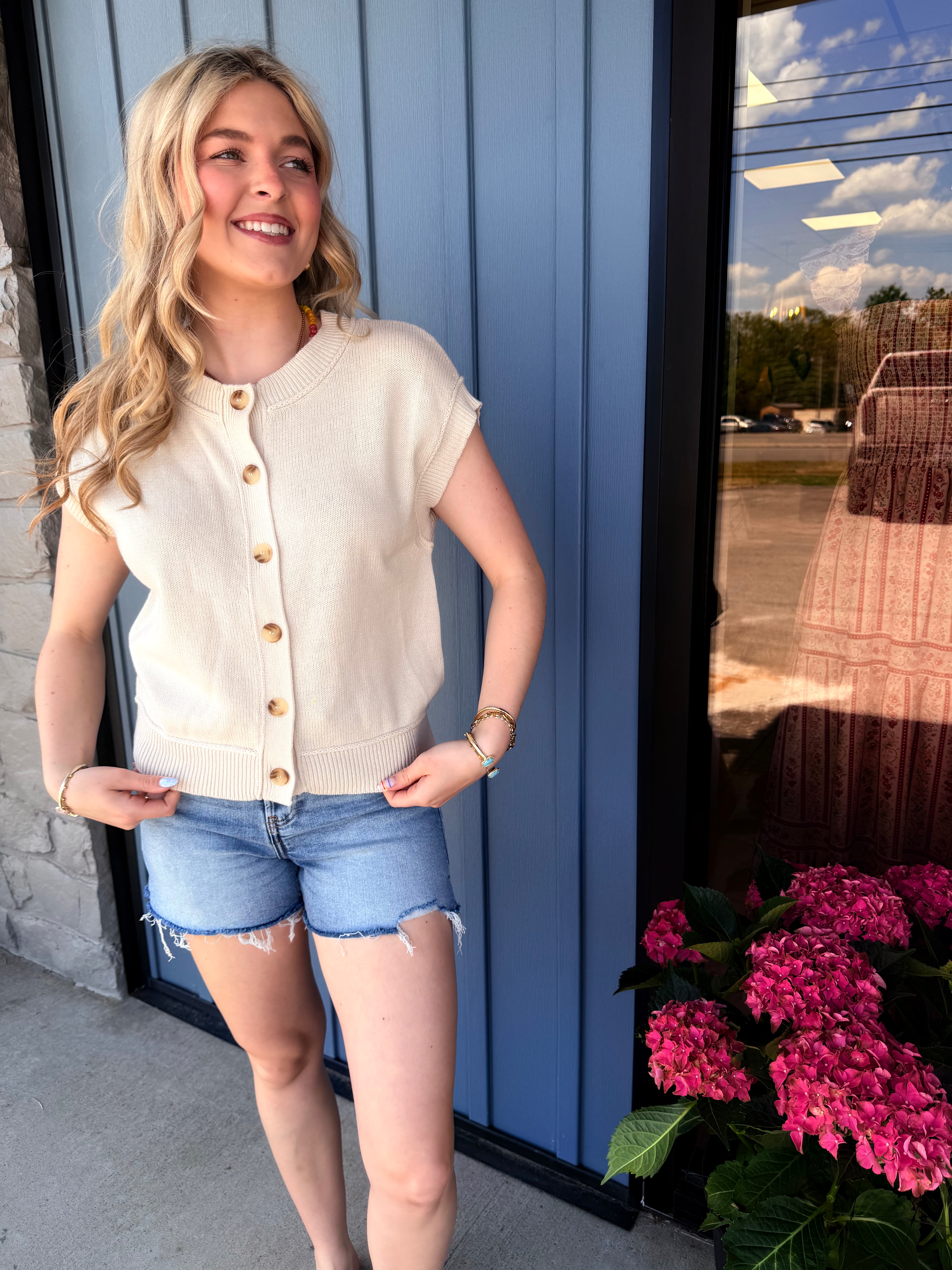 Harper Cream Green Sweater Top