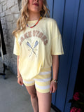 Daisy Mae Striped Sweater Shorts - Butter Yellow