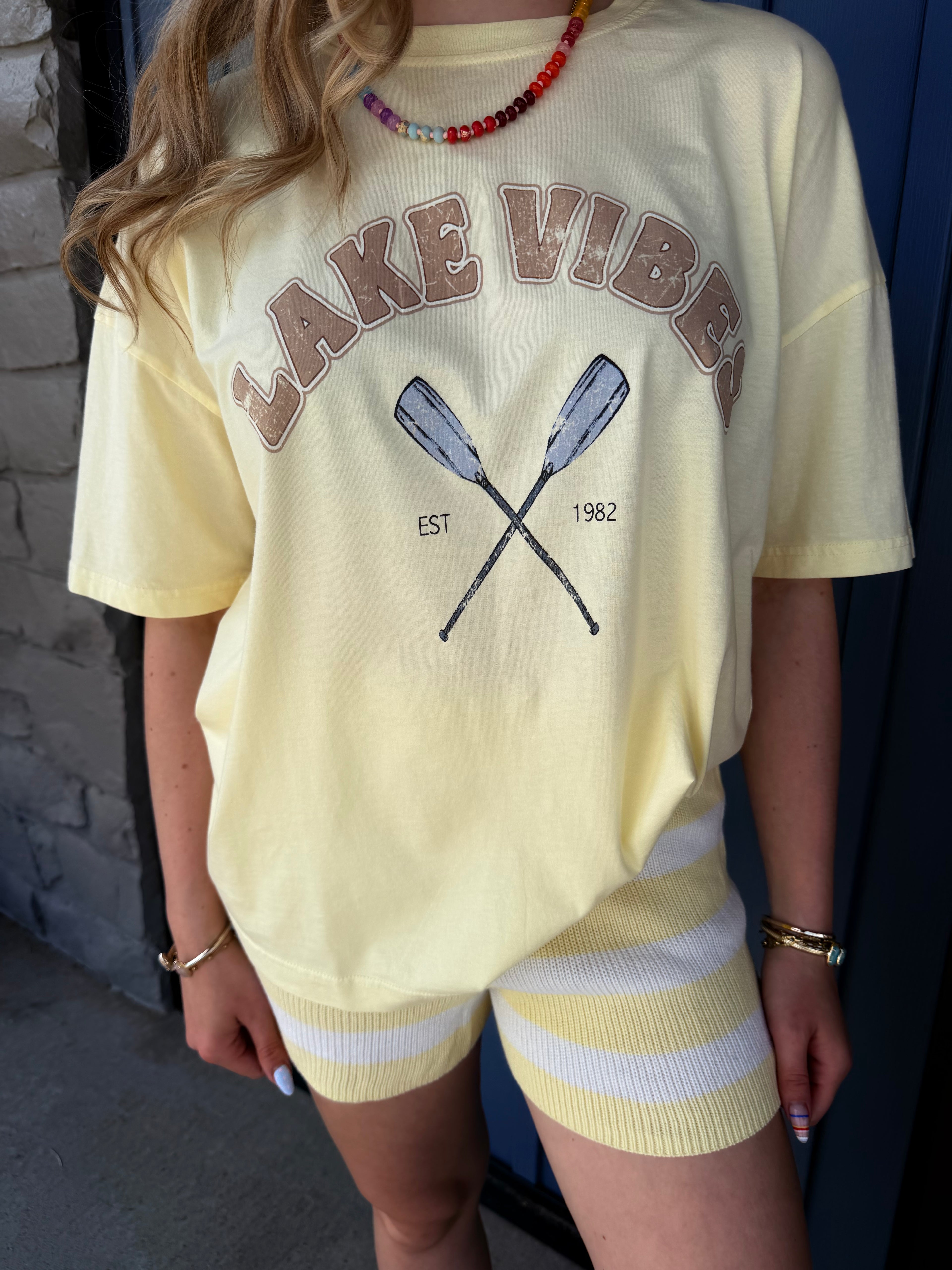 Daisy Mae Striped Sweater Shorts - Butter Yellow