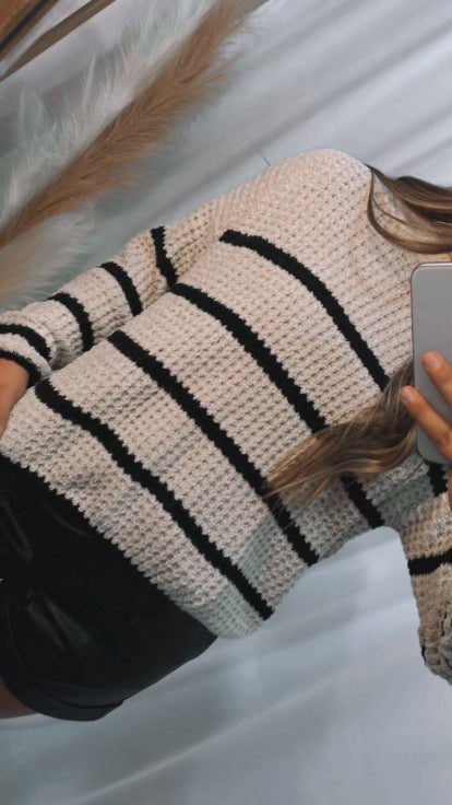 Taylor Striped Waffle Knit Sweater