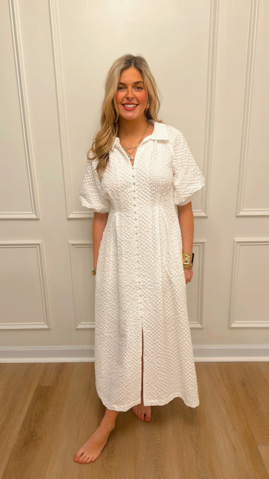 Terry Bubbly White Midi Dress