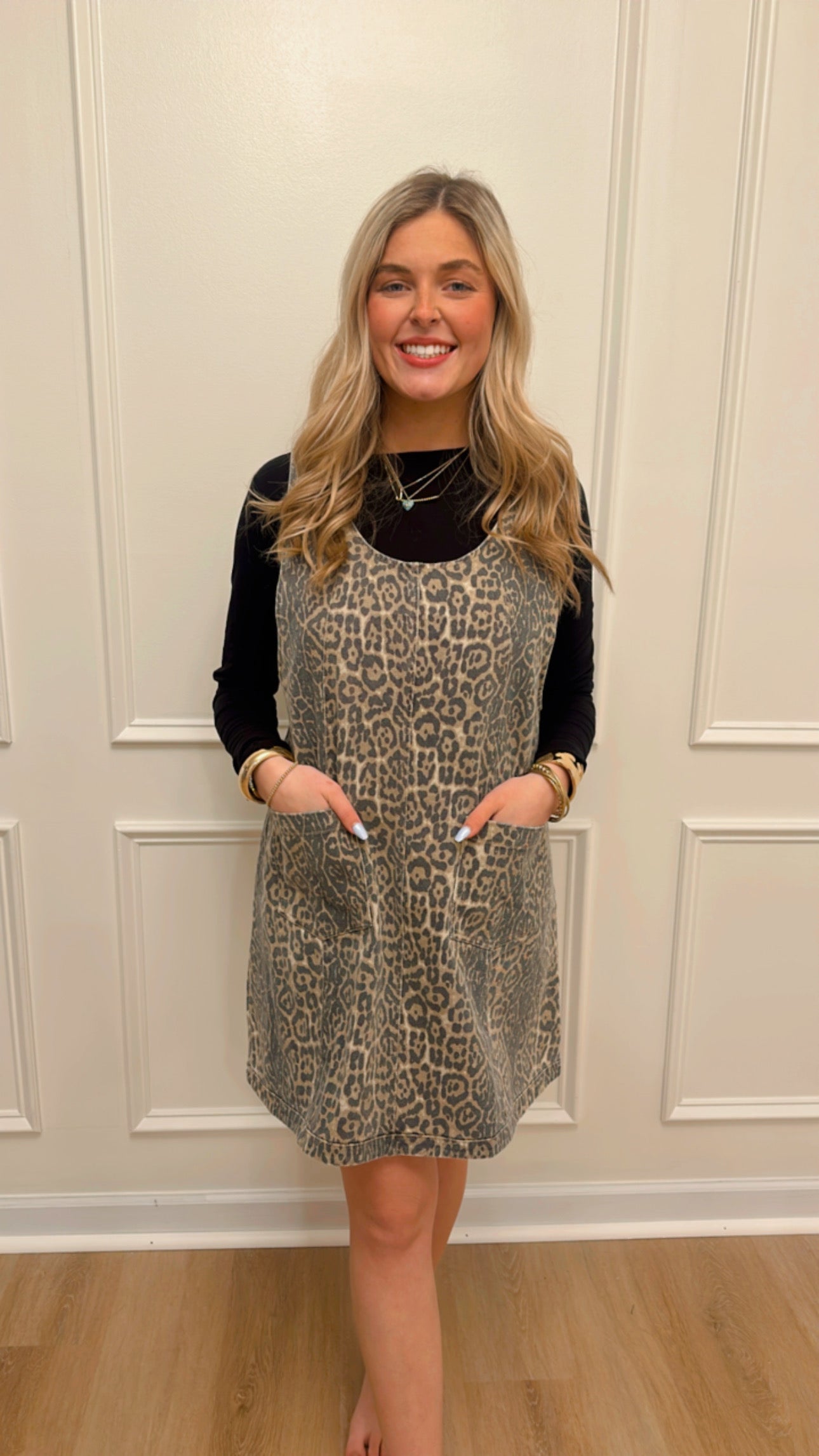 Leopard Denim Pocket Dress