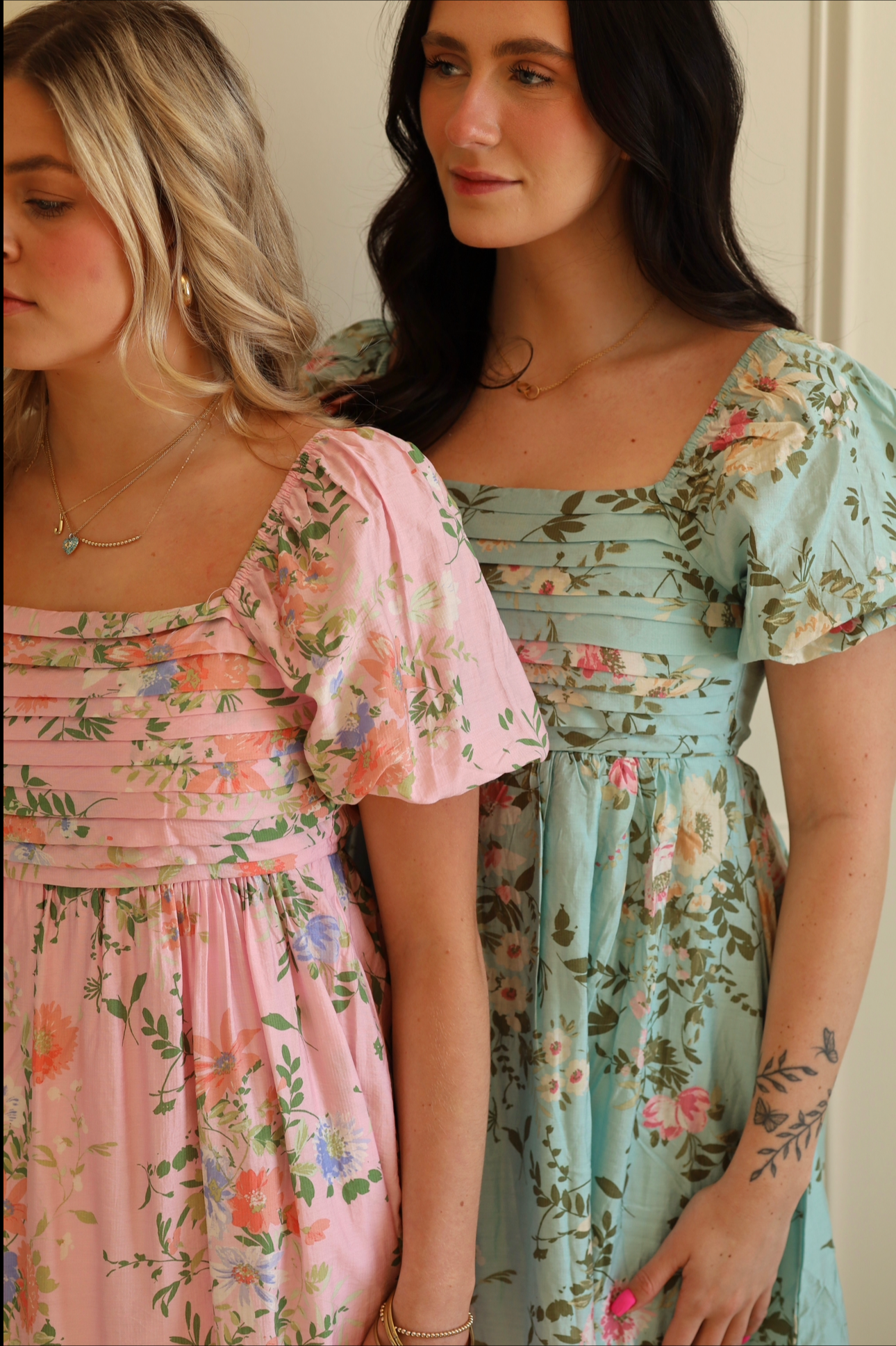 Pink Katie Floral Pleated Midi Dress