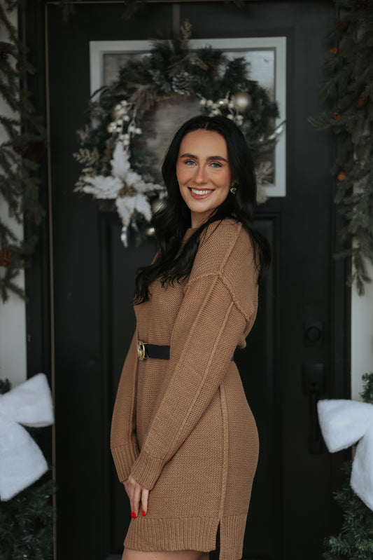 Olivia Chunky Oversized Sweater Dress - Mocha