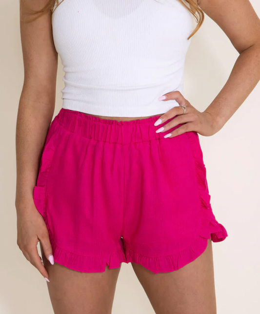 Carley Linen Shorts - Hot Pink