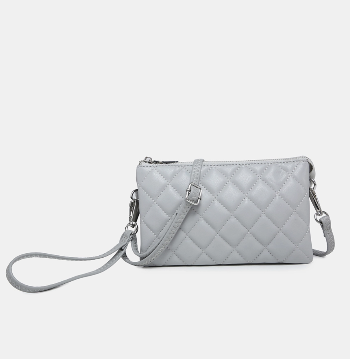 Riley Quilted Crossbody/Wristlet -Grey