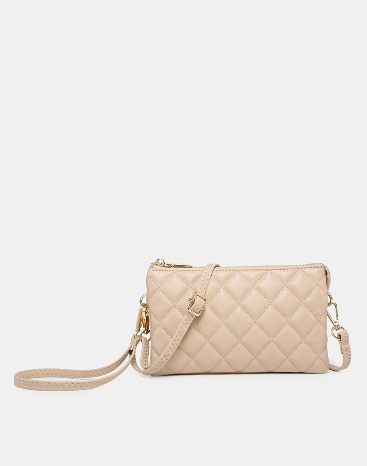 Riley Quilted Crossbody/Wristlet - Tan