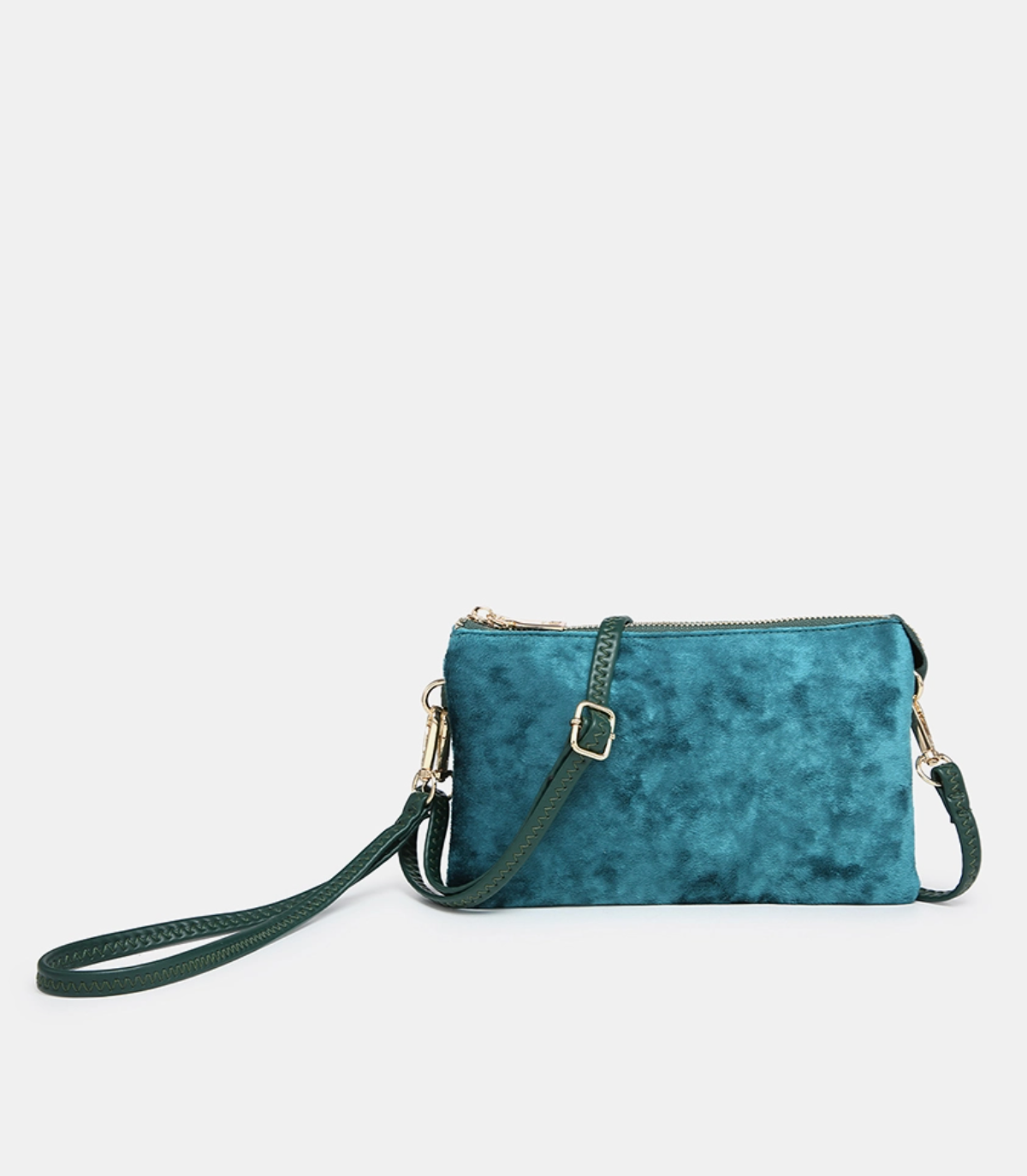 Riley Velvet Crossbody / Wristlet - Green