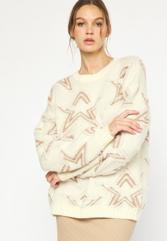 Starry Cream Knit Sweater