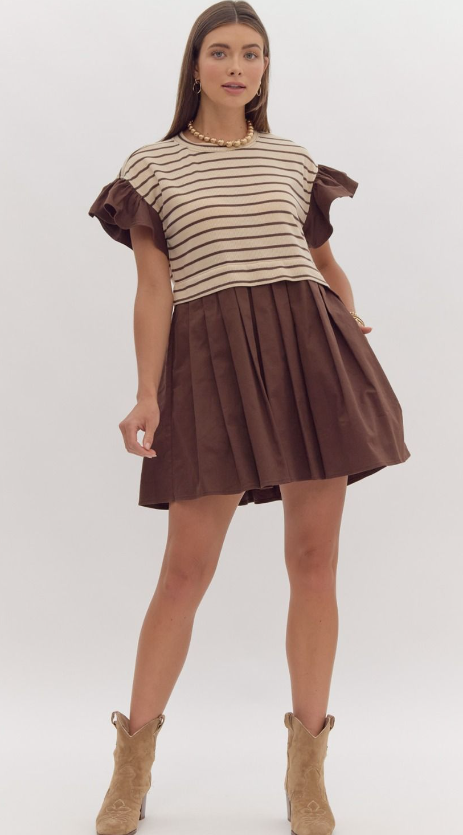 Taylor Striped Dress - Brown