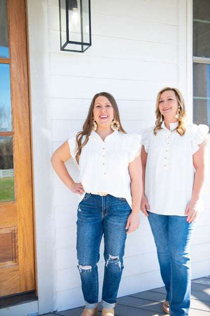 Amelia White Ruffle Top