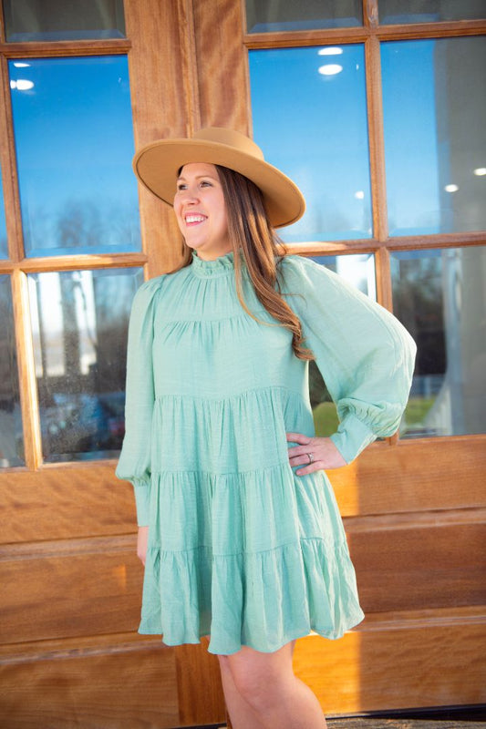 Expect The Best Sage Tiered Dress