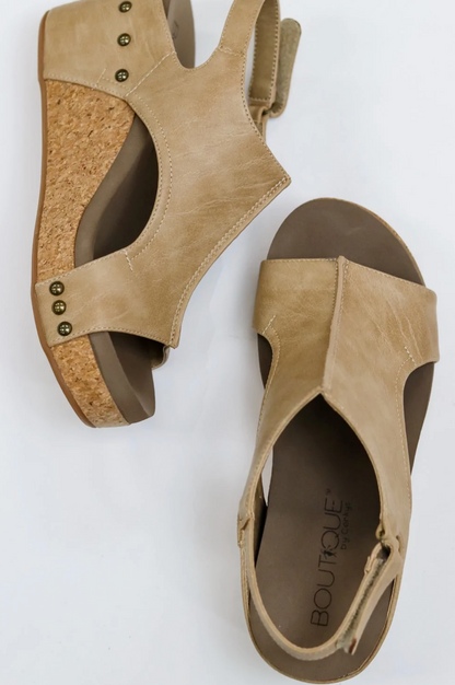 Carley Taupe Wedges-Corkys