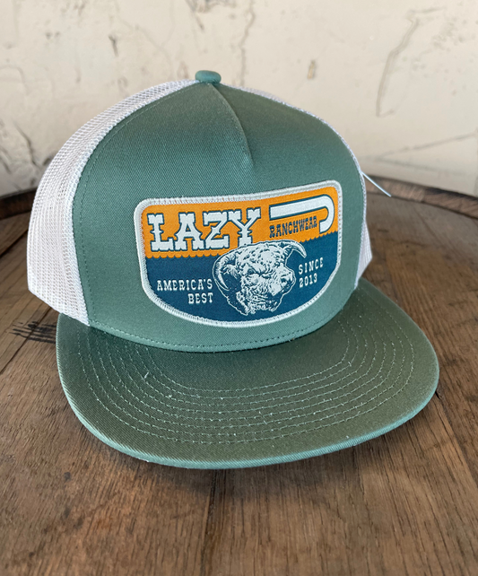 Lazy J Ranch Wear Green & Stone America's Best Patch Cap