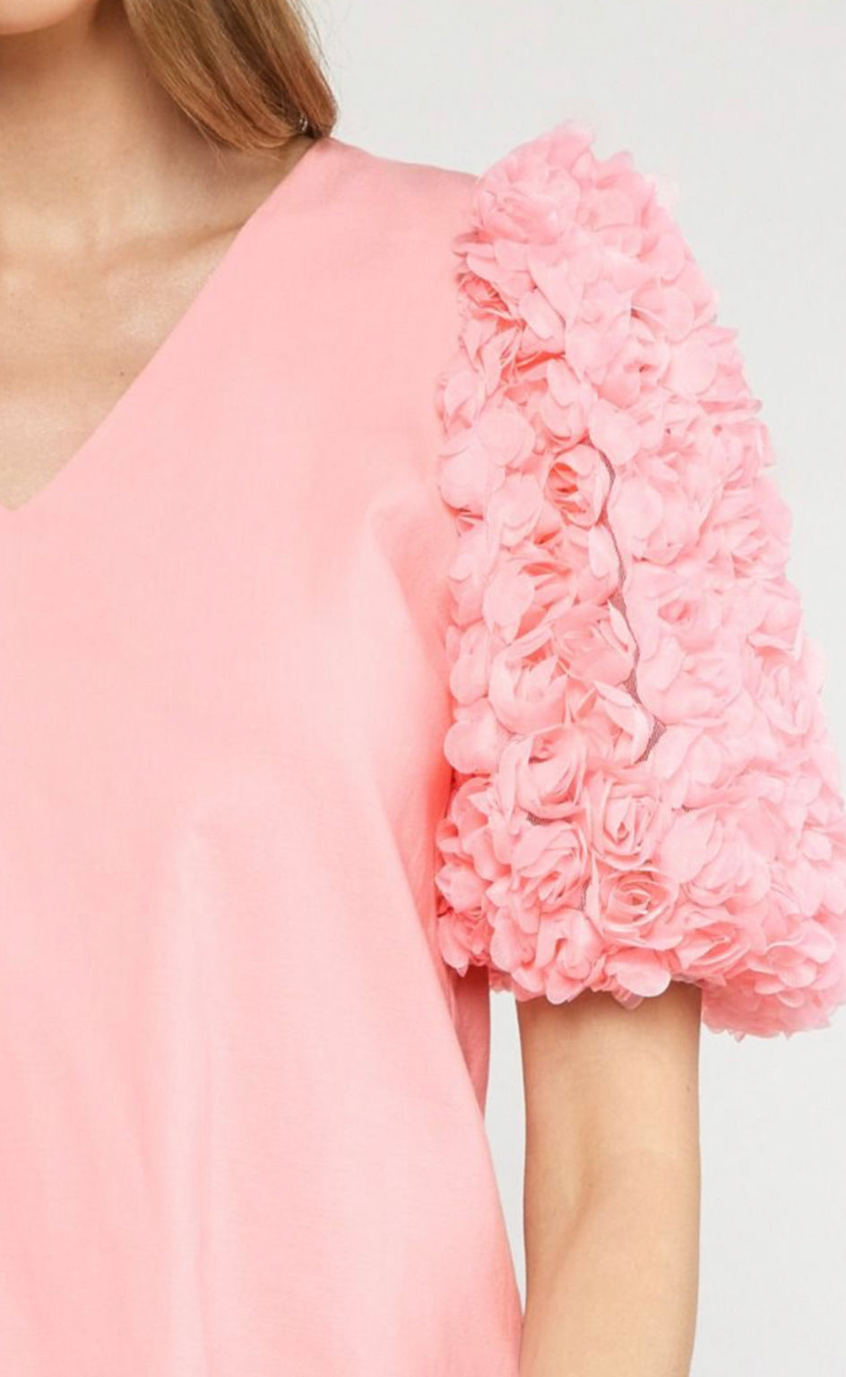 Pink Textured Puff Sleeve Dress