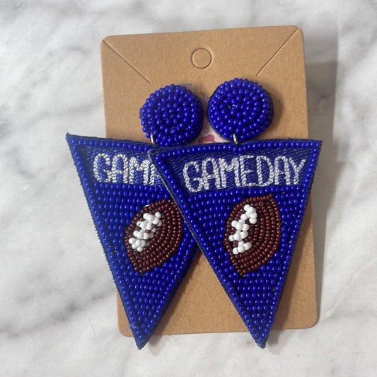 Blue GAME DAY Beaded Earrings