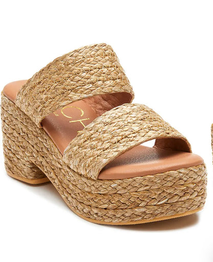 Cognac Rattan Wedges Beach by Matisse