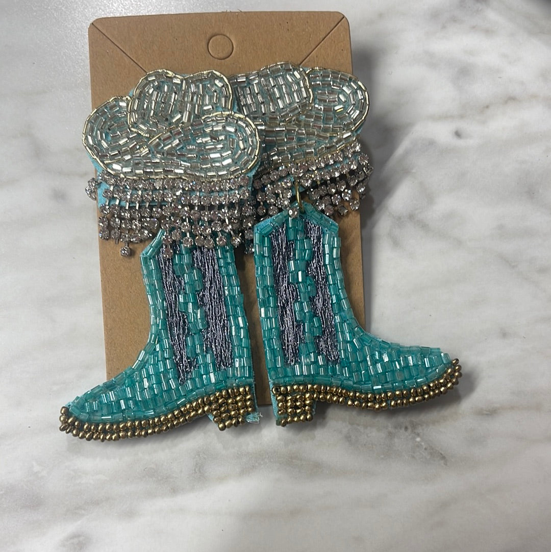 Carrie Boots Beaded Earrings - Turquosie