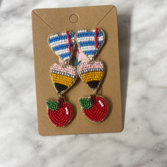 Teacher At Heart Beaded Earrings