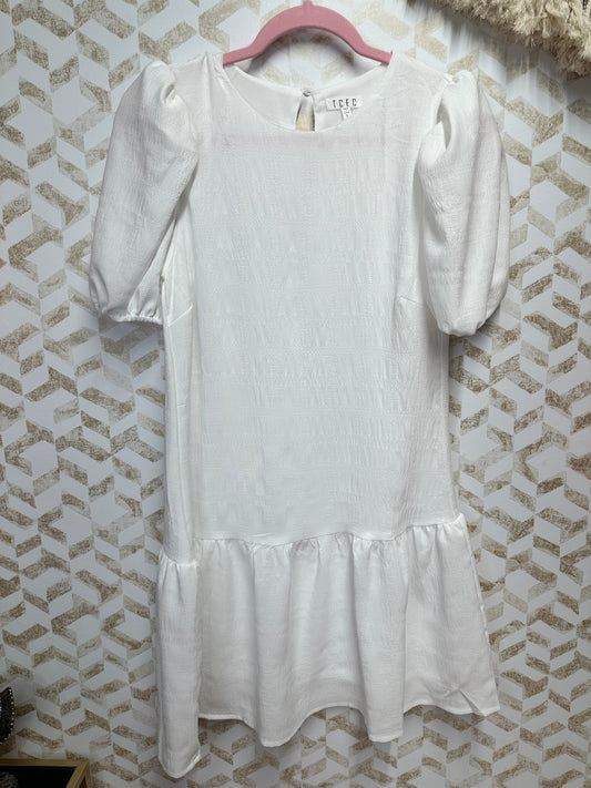 Happiest Moment White Textured Dress