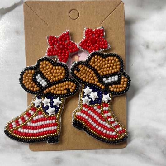 Freedom Boots Beaded Earrings